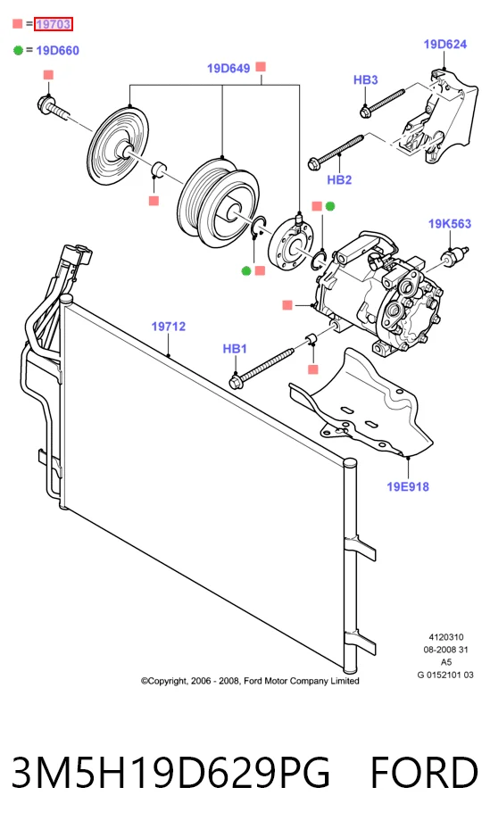 3M5H19D629PG Ford Компрессор хладагента
