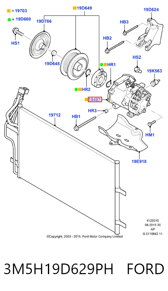 3M5H19D629PH Ford Компрессор хладагента