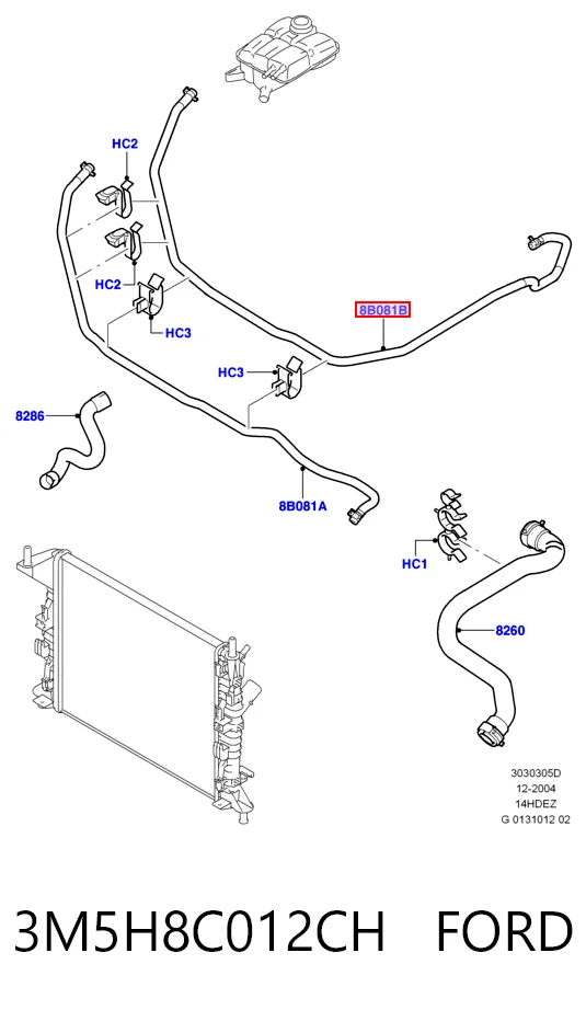 3M5H8C012CH Ford Шланг расширительного бачка верхний