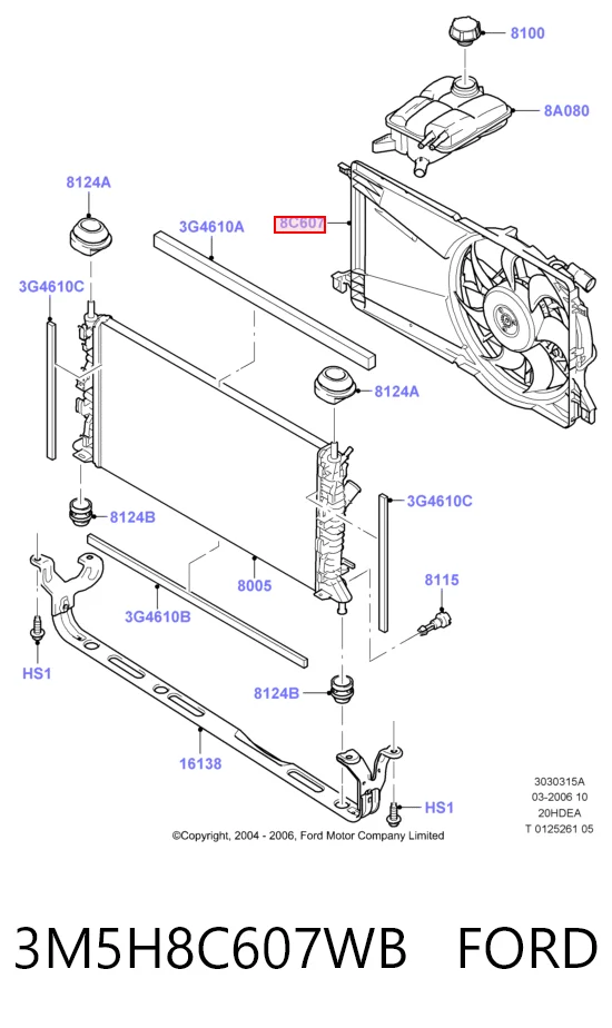 3M5H8C607WB Ford Вентилятор радиатора