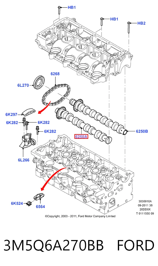 Распредвал двигателя впускной Ford Kuga I внедорожник (CBV) (2008 - 2012) цена, от 70.62 USD