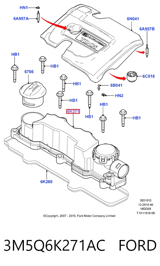 3M5Q6K271AC Ford Крышка двигателя