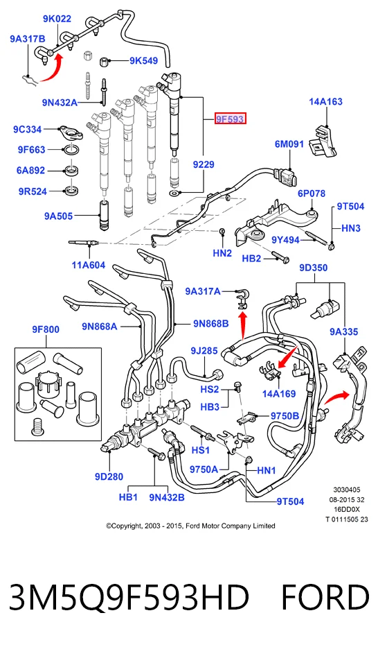 3M5Q9F593HD Ford Топливные форсунки