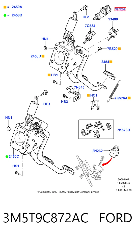 3M5T9C872AC Ford Датчик тормоза