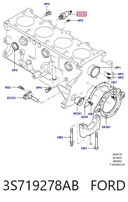 3S719278AB Ford Датчик указателя давления масла