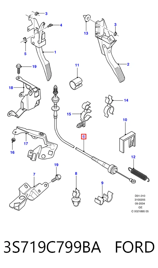 3S719C799BA Ford Трос акселератора