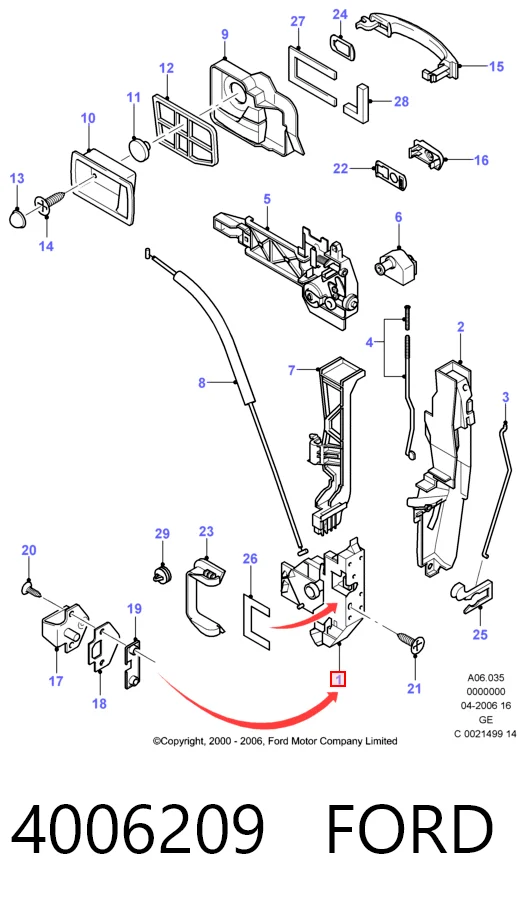 Запор кабины Ford Mondeo III седан (B4Y) (2000 - 2007) цена, от 41.81 USD