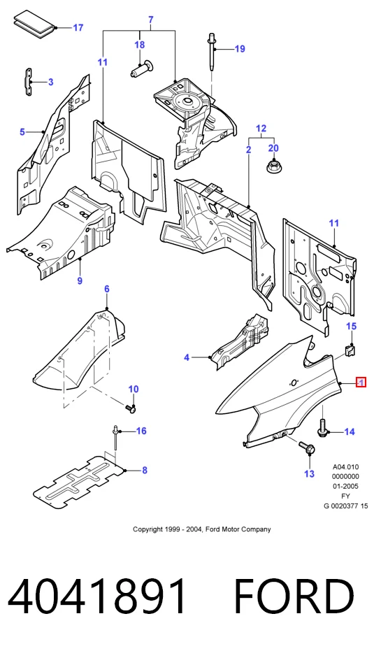 Крыло переднее левое Ford Transit V фургон (V184/5) (2000 - 2006) цена, от 36.81 USD