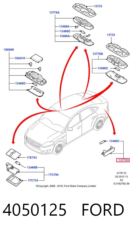 4050125 Ford Плафон подсветки багажного отсека