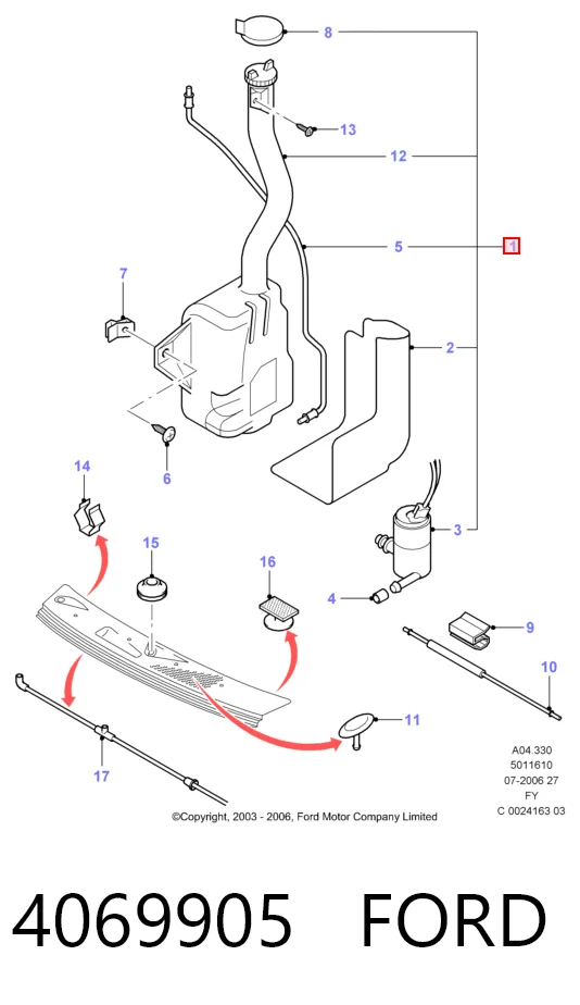 Бачок омывателя лобового стекла Ford Transit V фургон (V184/5) (2000 - 2006) цена, от 18.98 USD