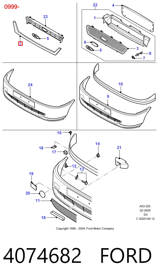 Решетка бампера переднего центральная Ford Fiesta Mk4 хэтчбек (JAS, JBS) (1996 - 2002) цена, от 13.35 USD