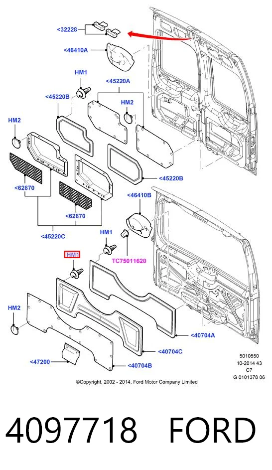 4097718 Ford Пистон (клип) крепления обшивки двери
