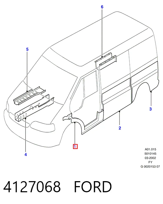 Порог внешний левый Ford Transit V фургон (V184/5) (2000 - 2006) цена, от 38.01 USD