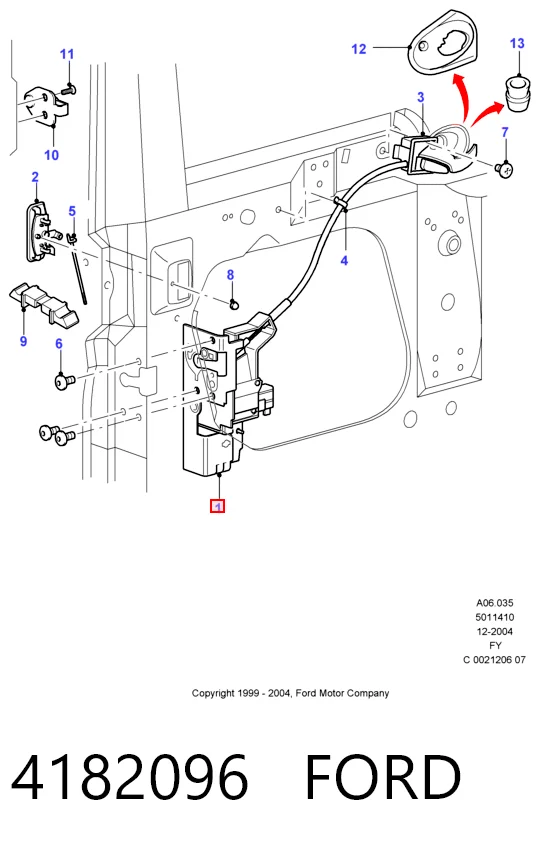 Внутренний дверной замок на Ford Transit VI V347/8