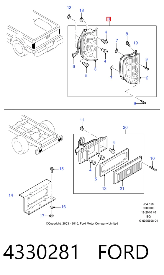 Фонари задние на Ford Ranger  EQ