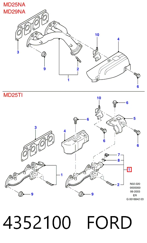 Газопроводы (коллектор выпускной) Ford Ranger пикап (EQ) (2002 - 2006) цена, от 27.75 USD