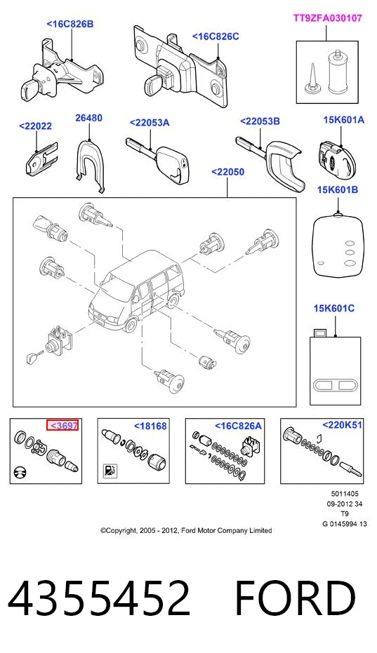 4355452 Ford Личинка замка зажигания