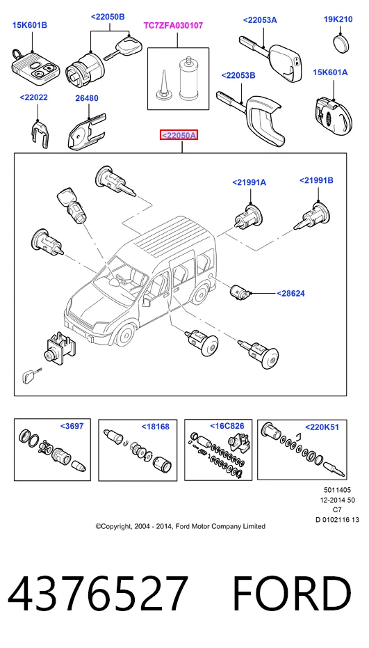 Сердцевина замка, комплект Ford Connect фургон (TC7) (2002 - 2013) цена, от 58.95 USD