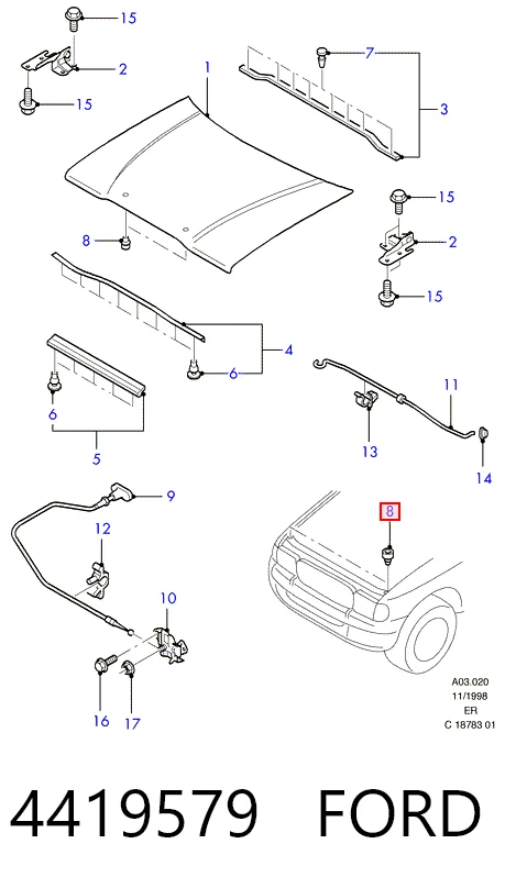 Панель передняя Ford Ranger пикап (ER) (1999 - 2003) цена, от 6.65 USD