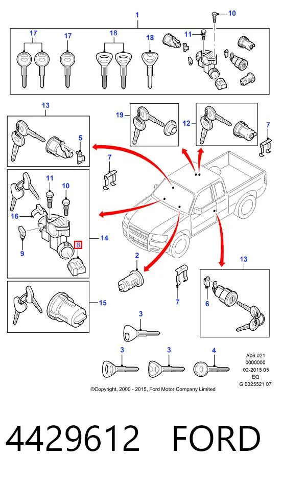 4429612 Ford Контакты замка зажигания