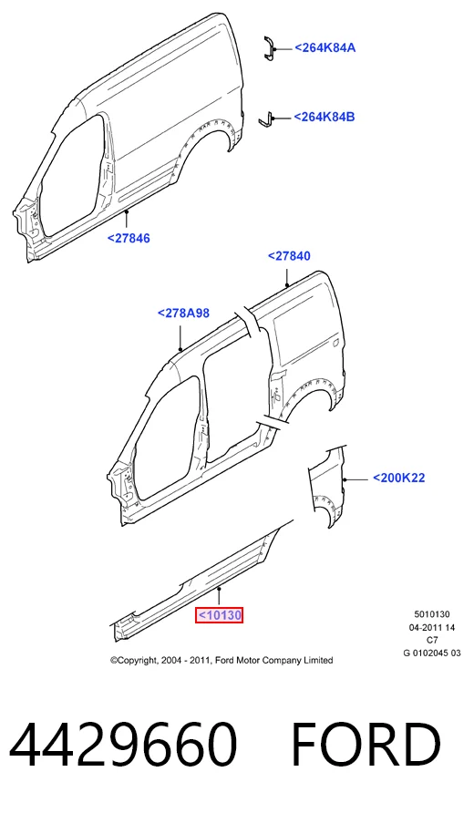 Порог наружний правый на Ford Connect TOURNEO PU2