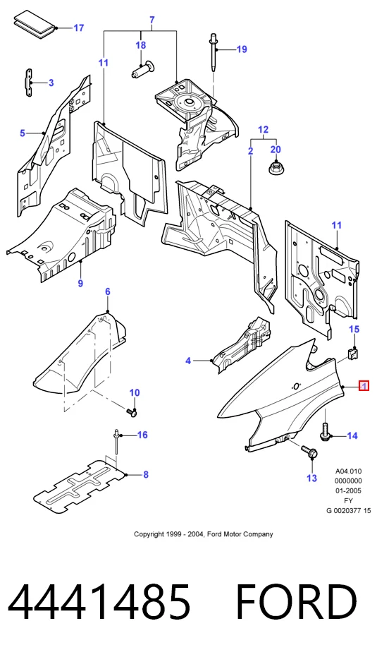 Крыло переднее левое Ford Transit V фургон (V184/5) (2000 - 2006) цена, от 36.81 USD