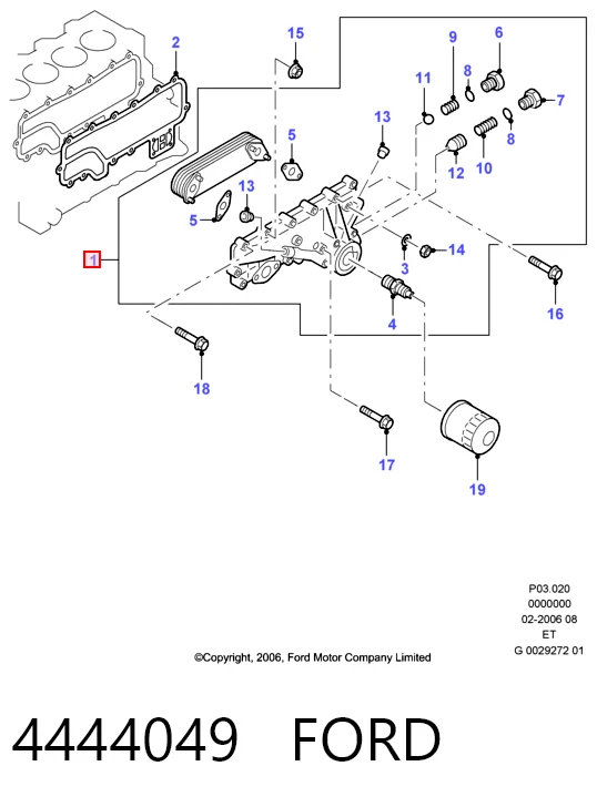 4444049 Ford Радиатор масляный (холодильник) под фильтром