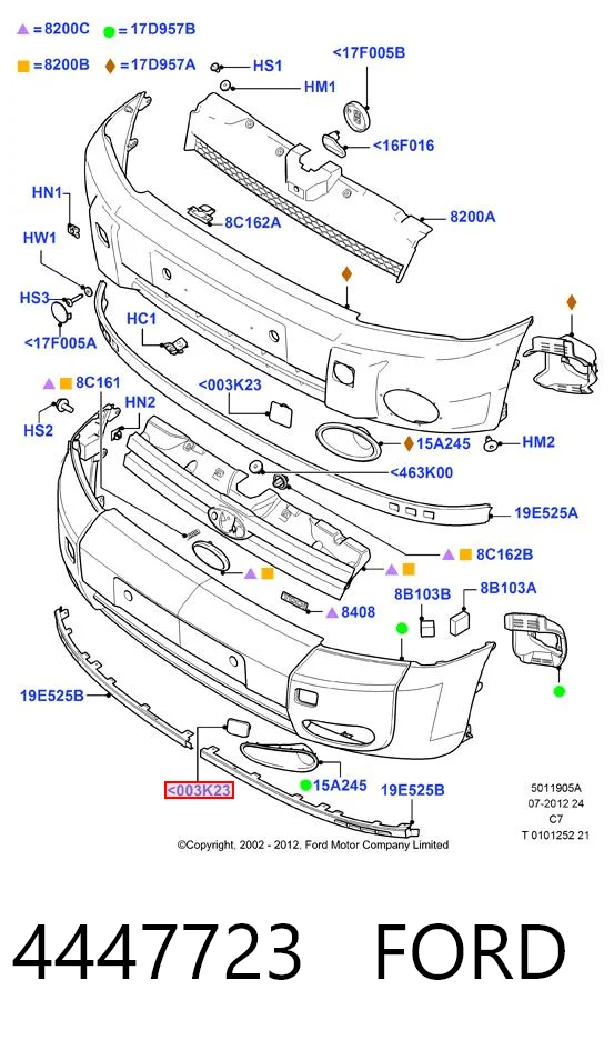 4447723 Ford Заглушка бампера буксировочного крюка передняя правая