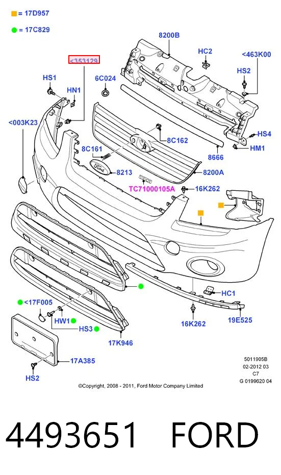 Клипса молдинга крыла C70150 Romix