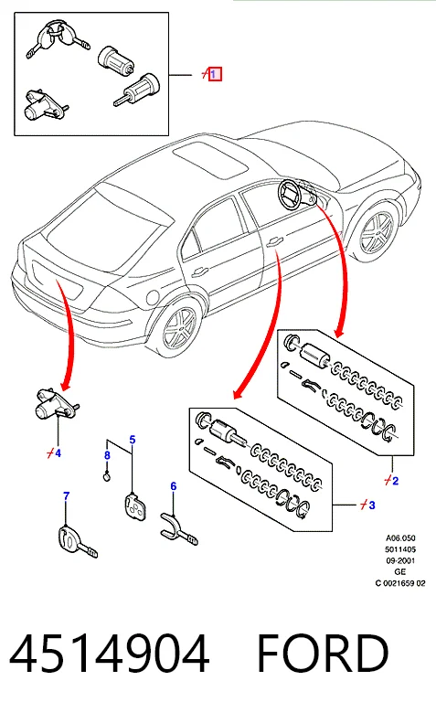 Купить 1306965 Volvo Замок и ручки задней двери