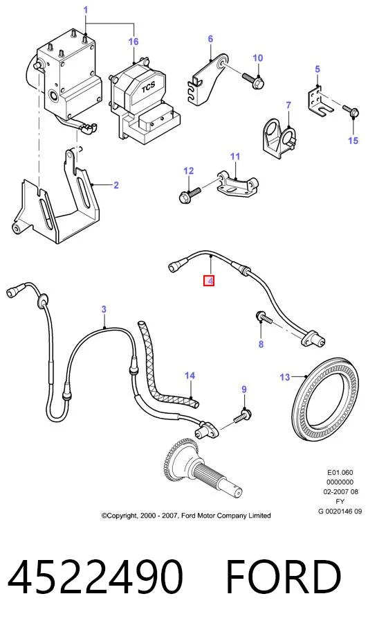 4522490 Ford Датчик АБС (ABS) задний, правый