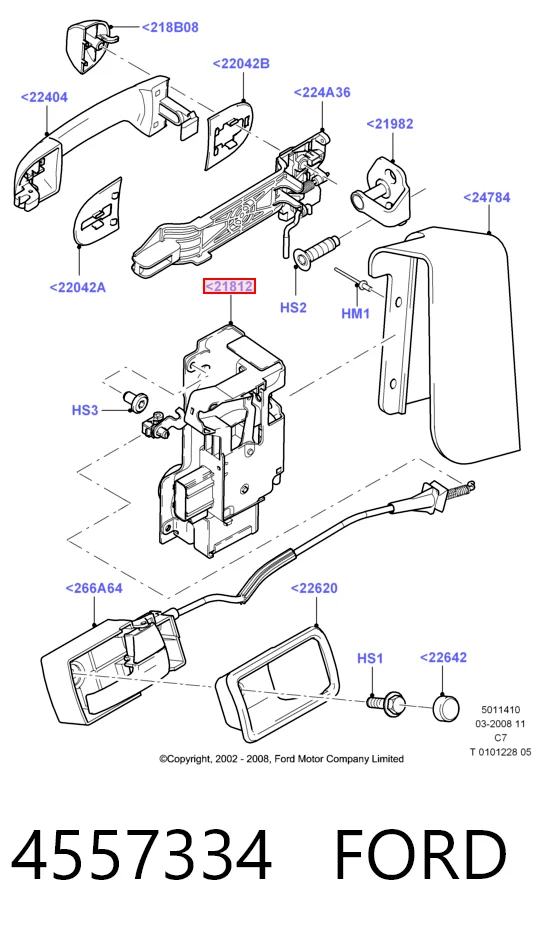 Внутренний дверной замок на Ford Connect  TC7