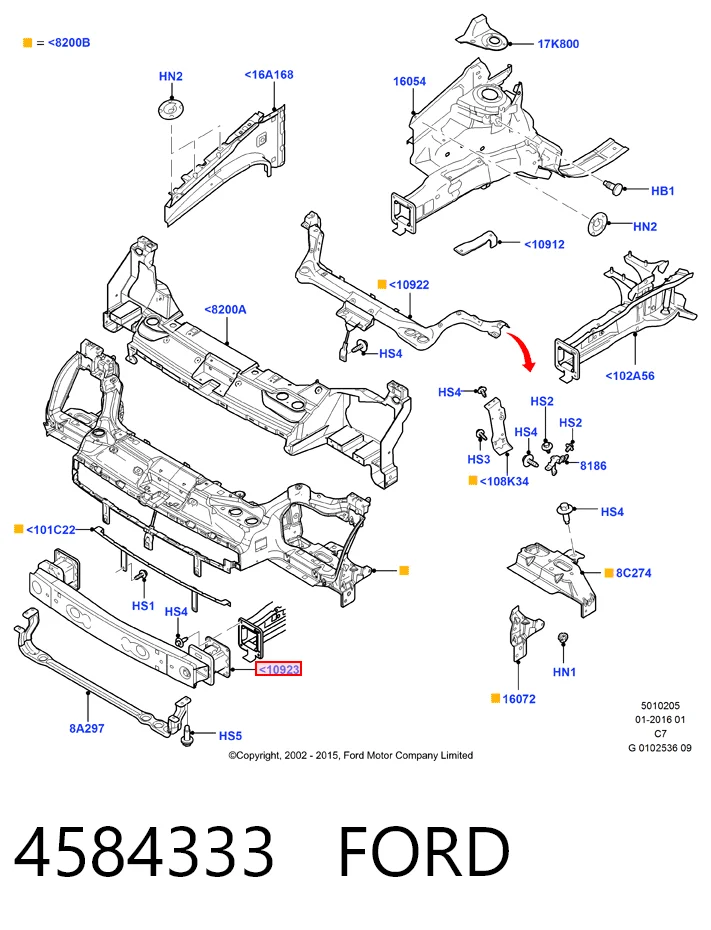 4584333 Ford Балка бампера переднего