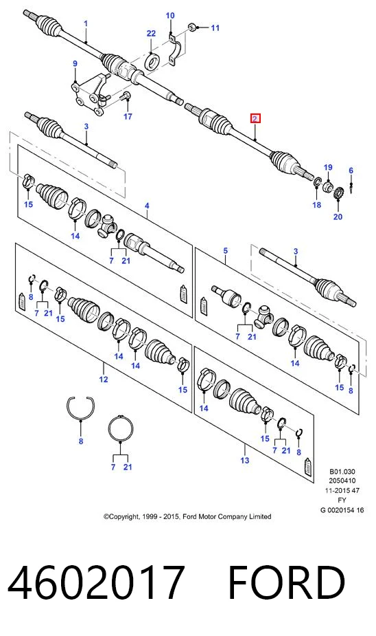 4602017 Ford Полуось передняя левая