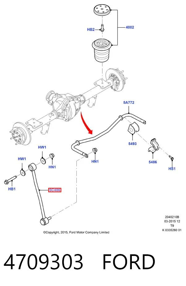 4709303 Ford Тяжка стабилизатора, заднего
