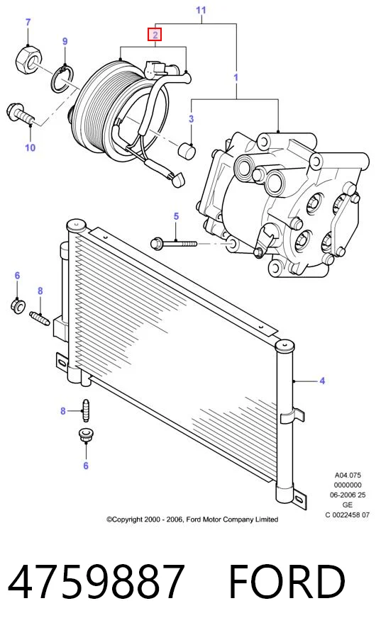 4759887 Ford Шкив компрессора кондиционера