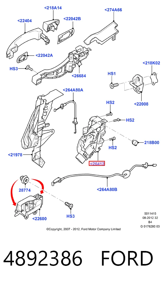 4892386 Ford Замок двери задней левой