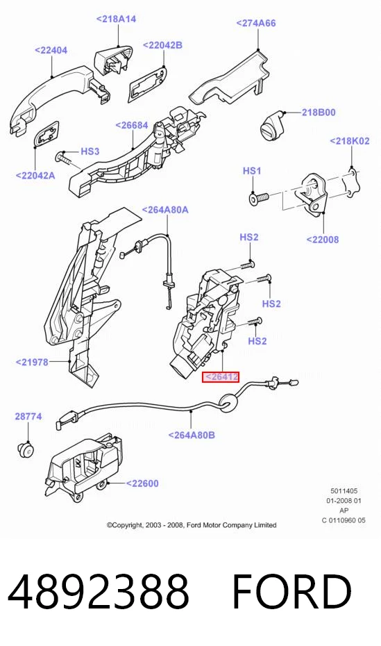 4892388 Ford Замок двери задней левой
