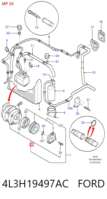 4L3H19497AC Ford Компрессор хладагента