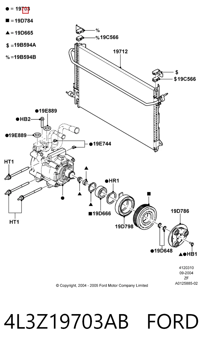4L3Z19703AB Ford Компрессор хладагента