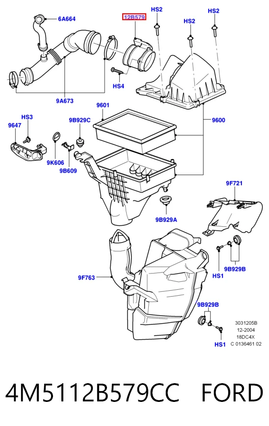 4M5112B579CC Ford Датчик расхода воздуха
