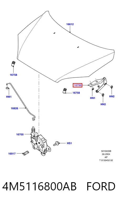 4M5116800AB Ford Шарнир капота правый