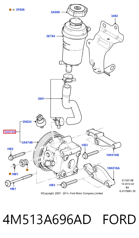 4M513A696AD Ford ГУР руля