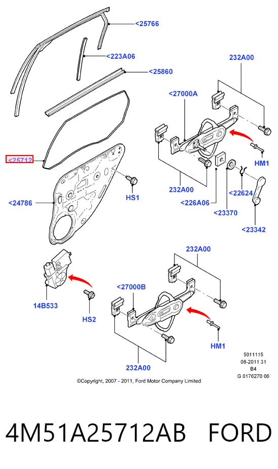 GS2533D302 XYG Стекло задней правой двери