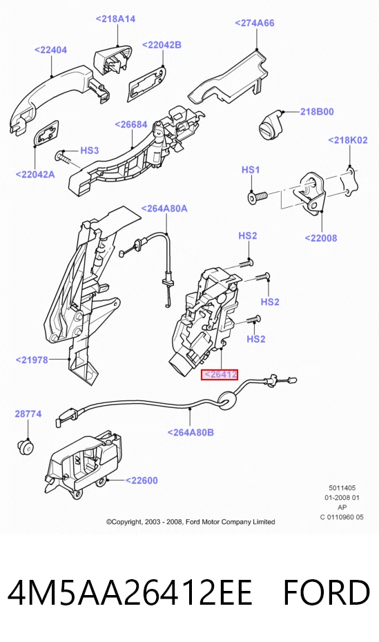 4M5AA26412EE Ford Замок двери задней правой