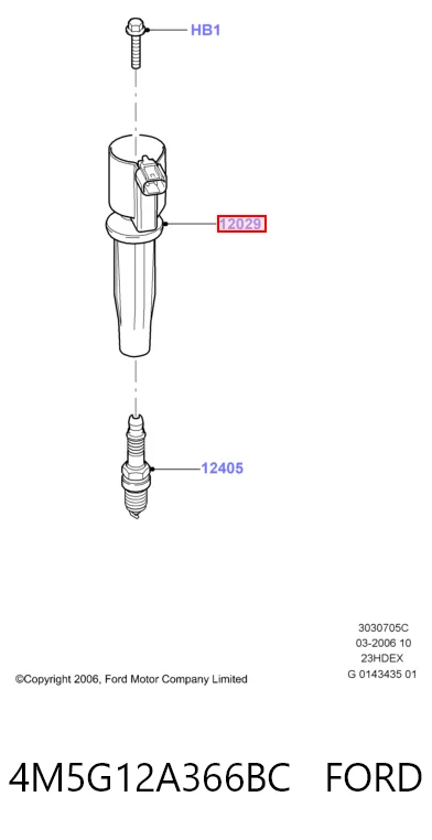 4M5G12A366BC Ford Катушка зажигания