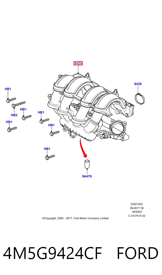 4M5G9424CF Ford Коллектор впускной