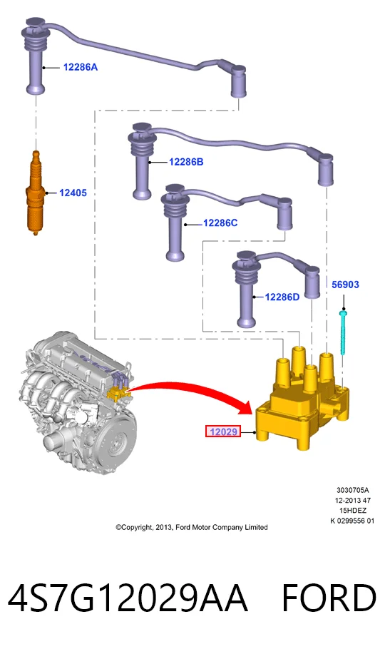 4S7G12029AA Ford Катушка зажигания