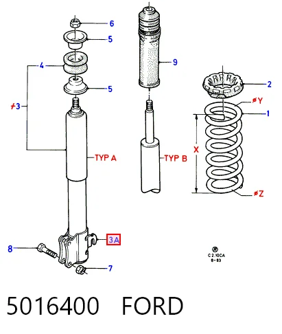 Амортизаторы задние на Ford Escort III GAA, AWA, ABFT, AVA