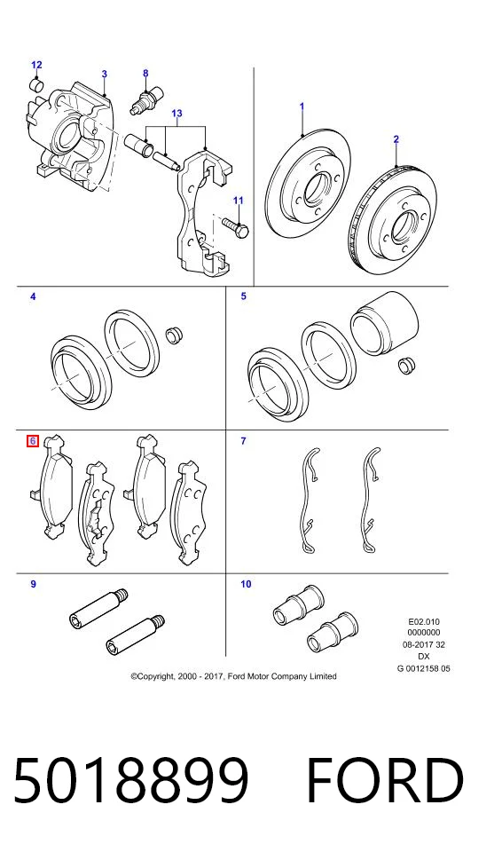 5018899 Ford Колодки передние